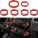 F150 XLT 4WD & Trailer Engine Knob AC VOL Air Conditioner Switch Cover Audio Trim Ring Center Console Knob Compatible for Ford F150 XLT Accessories 2015-2019 6PCS (Red)