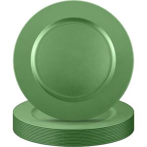 Tanlade 12 Pcs 13 Inch Charger Plates Bulk Round Wedding Chargers Plastic Dinner Plates for Table Setting Wedding Party Decoration (Green)