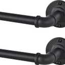 2 Pack Industrial Curtain Rods for Windows 28 to 48 Inches, Blackout Wrap Around Curtain Rod, for Indoor and Outdoor, 5/8 Inch Diameter, 33 to 45 Inches, Black