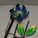 Solar Garden Lights Metal Flower Decor, Colorful Spinning Windmill Lotus Pathway Ligths with LED Cracked Crystal Ball Outdoor Decorative Stake Lighting Waterproof Flower Sculpture for Patio Yard (Multicolor)