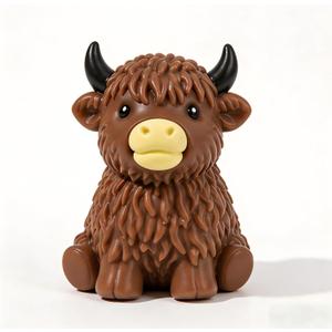 Highland Cow Squishies Fidget Toy, Soft Slow Rising Stress Relief Squeeze Toy, Cute Glitter Sensory Desk Decor for Adults, Anxiety Relief Squishy Cow Toy for Home Office Decoration