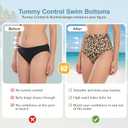 American Trends High Waisted Bikini Bottoms Ruched Tummy Control Swim Bottom Bathing Suits for Women (Beige)