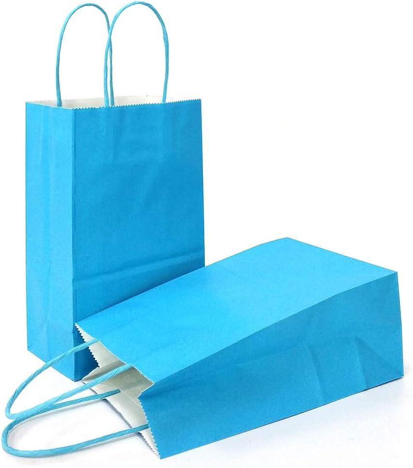 AZOWA Gift Bags Blue Kraft Paper Bags With Handles (Blue, 25 CT)