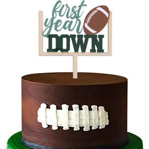 Wooden First Year Down Cake Topper - Football 1st/First Birthday Party Decorations, Football 1st Birthday Cake Topper ,Sport Party Cake Smash (Topper-2)