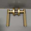 Asidrama 8 Pack Privacy Gold Door Handles, Door Lever with Door Knobs Indoor for Bedroom or Bathroom, Heavy Duty Brushed Gold Door Handles Interior with Locks for Left Right Sided Doors