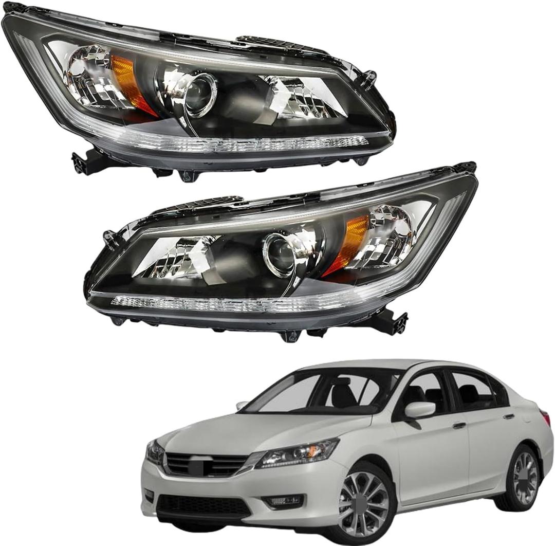 labwork Headlight Assembly Replacement for Honda Accord 2013 2014 2015 DRL Headlights Set Driver Passenger Side