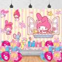 My Cute Melody Birthday Party Supplies Backdrop 5x3 My Cute Melody Happy Birthday Background Photography My Pink Party Decorations Banner Photo Booth Props