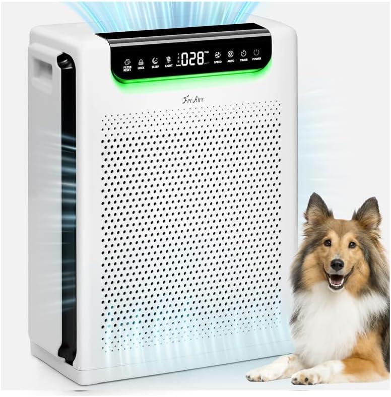 Air Purifiers for Home Large Room, Cover Up to 2600 Ft with Washable Filters, Powerful Turbo Mode, PM2.5 Air Quality Display, 22dB Sleep Mode, Air Cleaner for Pets Hair, Smoke, HAP607, White