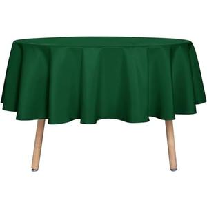 sancua Round Tablecloth - 70 Inch - Water Resistant Spill Proof Washable Polyester Table Cloth Decorative Fabric Table Cover for Dining Tables, Buffet Parties and Camping, Hunter Green