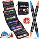 Acrylic Paint Pens Paint Markers,60 Colors Fine & Felt Dual Tip Paint Markers for Rock Painting,Wood,Canvas,Calligraphy, DIY Christmas Crafts Art Supplies
