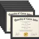 Icona Bay 8.5x11 Certificate Frames - Black, 6 Pack - Contemporary Diploma Frames 8.5 x 11 - Composite Wood Document Frames for Walls or Table Top - Lakeland Collection
