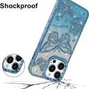 BITOBE Designed for iPhone 12 Pro Max, Cute 3D Butterfly Case Slim Plating Glitter Bling Luxury Cover for Women Girls Protective Camera Protection Bumper 6.7" Blue