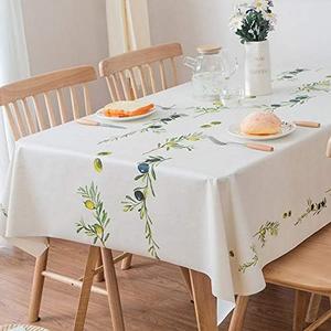 TruDelve Heavy Duty Vinyl Tablecloth Plastic Table Cloths for Kitchen Dining Table Wipeable PVC Waterproof Tablecloth for Rectangle Tables (54"x 72", Olives)