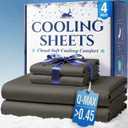 Cooling Sheets - BreezeWeave 4 PC King Size Cooling Bed Sheets for Hot Sleepers & Deep, Cool Rest - Cloud Soft, Silky Smooth, 16 in Deep Pocket, Ultra Durable (Cool Grey)