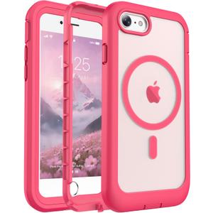 jaroco Magnetic for iPhone SE Case 3rd/2rd,iPhone 8/7 Case, [Compatible with MagSafe][Military Grade Drop Protection][Heavy Duty Protection][Non-Slip] 2-Layer Bumper Phone Case 4.7''-Rose