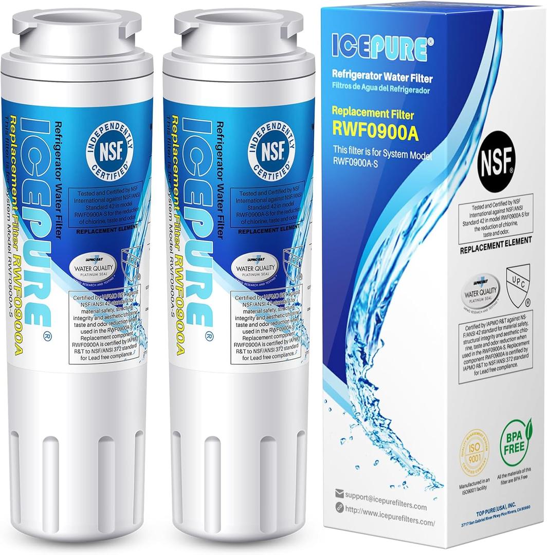 ICEPURE UKF8001 Replacement for Whirlpool Filter 4, Everydrop EDR4RXD1, FMM-2 Maytag UKF8001AXX-200 9084 4396395 MPF15090 WF-UKF8001,WF295,SGF-M9,Puriclean II,RWF0900A Refrigerator Water Filter,2PACK