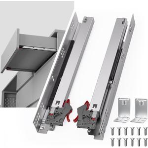 24 Inch Soft Close Undermount Drawer Slides, Full Extension, 80 Lbs Heavy Duty, Concealed Rails with Rear Mount Brackets for 5/8" Side Thickness, Face Frame or Frameless Application (1 Pair)