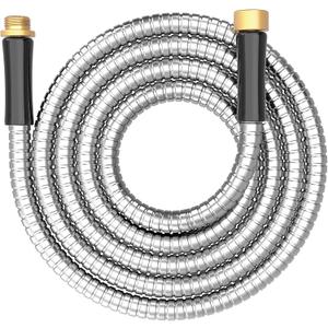 Short Metal Garden Hose 6 ft Connector, Stainless Steel Small Hose Extension Adapter for Hose Reel, Long, Flexible, Lightweight & Heavy Duty Water Pipe, No Kinking Outdoor Water Hose for Yard, 6 Feet