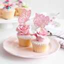 3 x 12Pcs Butterfly Cupcake Toppers,Pink Glitter Cake Toppers Baby Shower Cupcake Picks for Coquette Theme Party Decoration Engagement Wedding Baby Shower Party Cupcake Decor