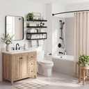 QEEIG Bathroom Shelves Over Toilet (Black, Set of 3, 23.6")