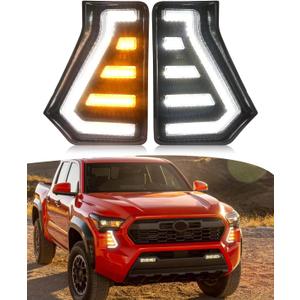 LED Fog Lights Kit for 2024 2025 2026 Toyota Tacoma DRL Daytime Running Lights Amber Turn Signal Front Bumper Lamps 4th Gen Toyota Tacoma Accessories (C-shaped)