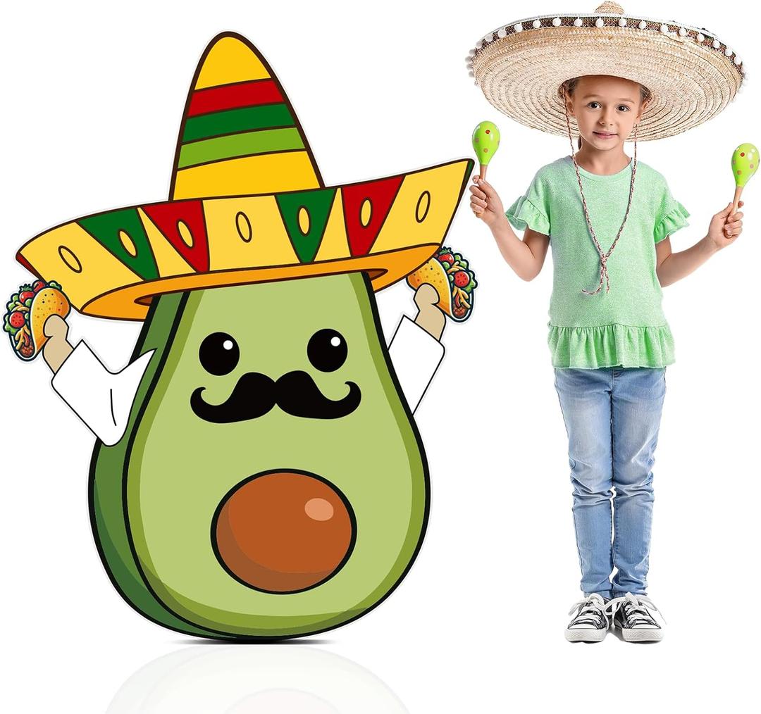 5 ft Avocado Taco Guy Cardboard Cutouts Stand Up Avocado Party Decorations Cinco de Mayo Mexican Fiesta Party Photo Booth Prop Backdrop for Cinco De Mayo Mexican Baby Shower Indoor Outdoor Decor