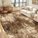 RELEANY Washable Area Rugs 6'x9' Non-Slip Modern Abstract Soft for Living Room Entryway Bedroom Nursery, Print Pattern, Brown Tan Beige Coffee