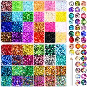 48000Pcs Resin Jelly Rhinestones for Crafting, Flatback Gems Rhinestones for Crafting, 48 Color 3mm Flatback Gems for Diamond Art DIY Crafts Clothing Shoes Nail Art Decoration
