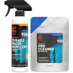 GEAR AID Care Kit with Revivex Pro Cleaner and Revivex Durable Water Repellent Spray, Clear, 10 oz pack & 10 oz pack