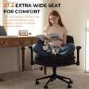Dowinx Criss Cross Chair with Adjustable Flip-up Arms and Wheels, Comfort Ergonomic Office Desk Armchair with 3 Layer Cushions, Wide Seat Vanity Chair for Home Office, Living Room, Bedroom, Black, 33.07 inches x 26.77 inches x 35.83 inches