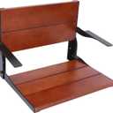 Folding Shower Seat Wall Mounted with Arms and Back, 20 x 15 in Fold Down Shower Chair for Seniors Adults, Wood Shower Bench with Black Frame, Fold Up Seat for Inside (20 * 15 INCH)