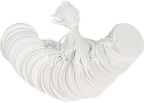 500PCS Marking Tags with String Attached, Round Paper Hangtags for Clothing Jewelry Arts Crafts DIY Gift Decorations(2"x2",White)