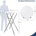 Cocktail Table 28in Folding Round High Top Indoor Outdoor with Removable Legs, Tall Bistro Foldable Bar Height Table for Parties, Patio, Backyard, Dining, Wedding, White- 2PCS