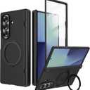 for Samsung Galaxy Z Fold 7 Case with Hinge Protection,360 Degree Rotating Ring Holder Built-in Screen Protector Shockproof All-Inclusive Protective Phone Cover 2025 (Black)