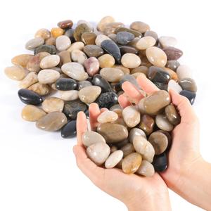 River Rocks Decorative Pebbles - 5lb Mixed Color Polished Gravel for Garden Landscaping, Indoor Plants, Aquariums, Succulents, Vases, Fish Tank, Outdoor Flower Beds 0.4-1.2 Inch Ornamental Stones