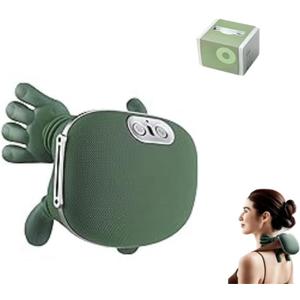 Heated Neck Massager-Wireless Portable Shiatsu Neck and Shoulder Kneading Massage Pillow, Simulated Human Hand Design Massager New Years Eve Valentine's Day Gift, Green