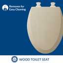 Bemis 1500EC 006 Toilet Seat with Easy Clean & Change Hinges, Elongated, Durable Enameled Wood, Bone, Pack of 1