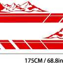 RUIANTE 2pcs Mountains Forest Graphic Stickers Car Body Door Side Decals Auto Long Stripes Vinyl Decal Racing Accessories for Car Pickup Truck SUV Camper Trailer Universal (Red)