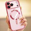 iPhone 17 Pro Max Case with 1x Screen Protector, [Compatible with MagSafe] [Integrated Camera Protection], Non Yellowing Slim Cute Women Girly Magnetic Cover for iPhone 17 Pro Max, Pink