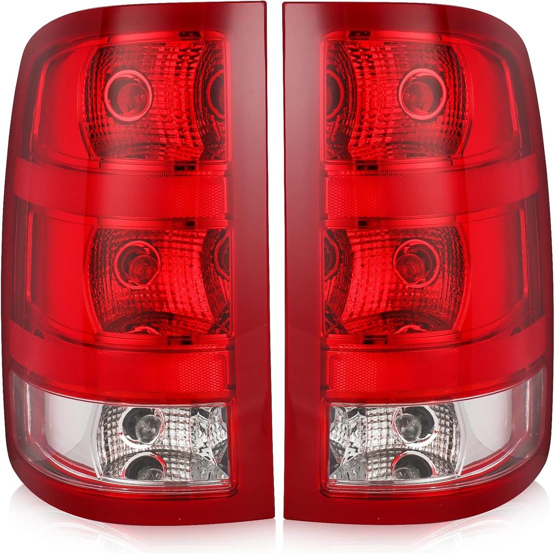 Tail Light Assembly Compatible with 2007-2013 GMC Sierra 1500 2500HD 3500HD Factory Style Pickup Truck Taillight Rear Brake Lamps OE Replacement, Passenger and Driver Side