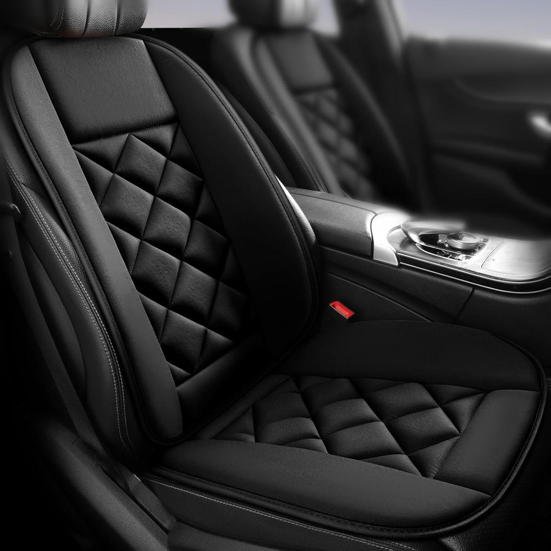 Chezope Car Seat Cushion with Back Support Pillow, Car Seat Cushion for Long Driving, Breathable Car Seat Protector, 1.2'' Thick Memory Foam Design for Pain Relief, Seat Pad for Car SUV Truck (Black)