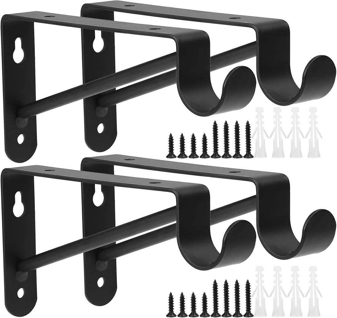 Small Shelf and Rod Brackets, 4 Pcs Closet Shelf & Rod Brackets Wall Mounted 5.9 inches, Heavy Duty Closet Shelf Bracket with Rod Holder, Closets Shelves Support Bracket with Screws