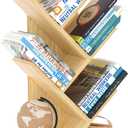 SHEEPAM 5 Tier Tree Book Shelf, Small Desktop Bookshelf with Storage Organizer, Wood Bookcase, Desk Display Bookshelves, Floor Standing Organizer Bookcases for Living Room, Bedroom, Office-Natural