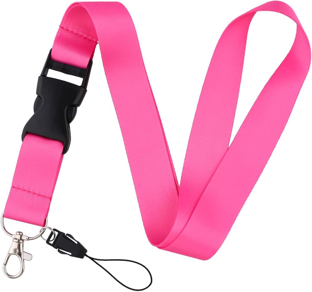 Pink Lanyard for Keys & ID Badges Cute Key Keychain Lanyard for Women Teachers Staff Girls Plain Breakaway Badge Neck Lanyard