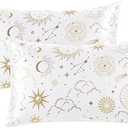 EXQ Home Satin Pillowcase Silky Satin Pillowcase for Hair and Skin,Soft Cooling Printed Pillow Cases Queen Size Set of 2 Satin Pillow Case for Women with Envelope Closure (White Moon,20X30inch)