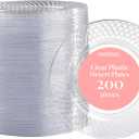 Prestee 200 Clear Dessert Plates - Disposable Heavy Duty, 6.25 Inch Elegant Wedding Cake Plates, Durable Round Party Plate for Appetizers and Events, Premium Small Plate for All Occasions