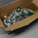 LOENIY 24In Tabletop Christmas Tree Snow Flocked, Mini Christmas Tree Includes DIY Ornaments 35 LED Lights Star Treetopper, Small Xmas Artificial Tree for Holiday Indoor Christmas Decoration (Gold)