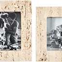 Mud Pie Cream Travertine Frame, Large, 10.5" x 8.5"