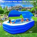 Paddling Pool Inflatable Pool with Canopy, Large Inflatable Swimming Pool Blow Up Pools with Seats Backrest Thickened