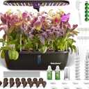 MG-15 Hydroponic Growing System Kits, Smart Indoor Garden with 24W Grow LED Light Full Spectrum, 15 Pods Herb Garden Planter Indoor Gardening for Gifts, Kitchen (Black)